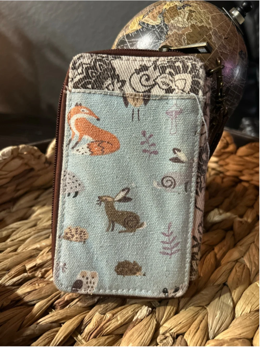Women's Unionbay Wristlet Wallet One Size Blue Brown Animal Print